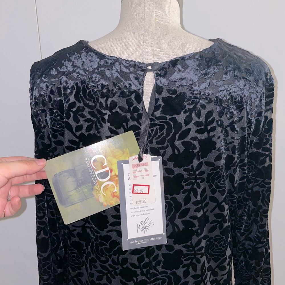 NWT CDC Black Floral Velvet Dress!